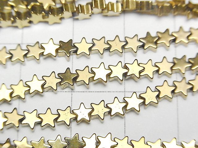 [Video] Hematite Star 4x4mm Gold Coated 1strand beads (aprx.15inch/37cm)