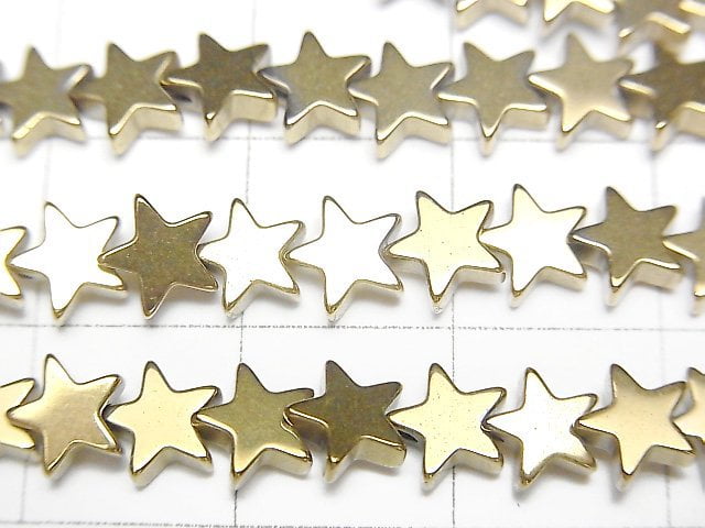 [Video] Hematite Star 6x6mm gold coating 1strand beads (aprx.15inch/37cm)