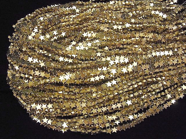 [Video] Hematite Star 6x6mm gold coating 1strand beads (aprx.15inch/37cm)