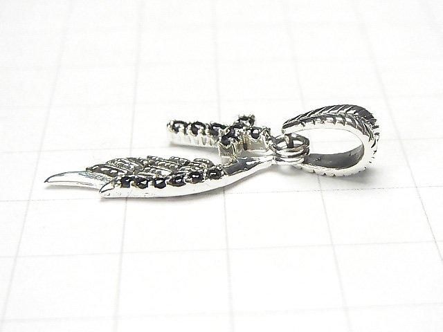 Silver 925 Cross Motif Feather Pendant with CZ (1pc)