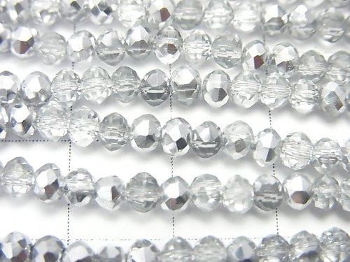 1strand $1.79! Glass Beads  Faceted Button Rondelle 3x3x2mm Silver Half Coating 1strand beads (aprx.13inch / 33cm)