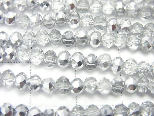 1strand $1.79! Glass Beads  Faceted Button Roundel 3x3x2mm Silver Half Coating 1strand beads (aprx.15inch / 38cm)