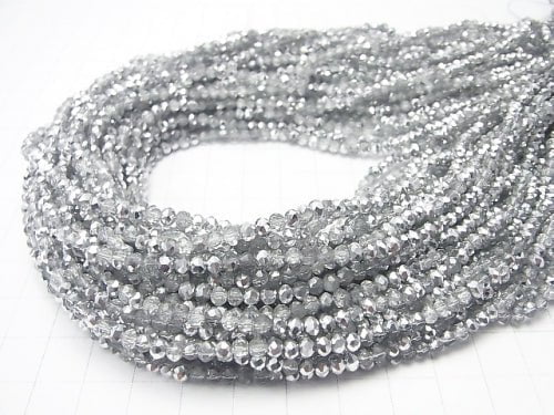 1strand $1.79! Glass Beads  Faceted Button Rondelle 3x3x2mm Silver Half Coating 1strand beads (aprx.13inch / 33cm)