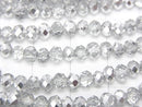 1strand $1.79! Glass Beads  Faceted Button Rondelle 4 x 4 x 3 mm Silver Half Coating 1 strand beads (aprx.16 inch / 40 cm)