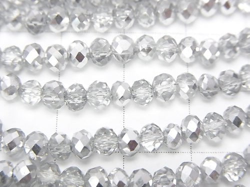 1strand $1.79! Glass Beads  Faceted Button Roundel 4 x 4 x 3 mm Silver Half Coating 1 strand beads (aprx.16 inch / 40 cm)