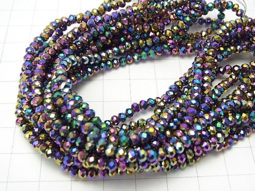 1strand $1.79! Glass Beads  Faceted Button Roundel 3x3x2mm Metallic Coating 1strand beads (aprx.14inch / 34cm)