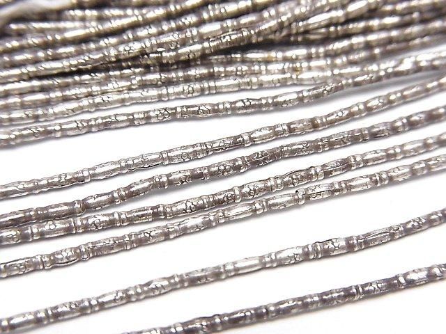 Karen Silver Flower Pattern Tube 3x1.5x1.5mm 1/4 or 1strand beads (approx. 26 inches/66 cm)