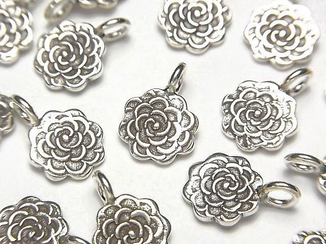 Karen Silver Flower Motif Charm [12x8] [13x10] 2pcs