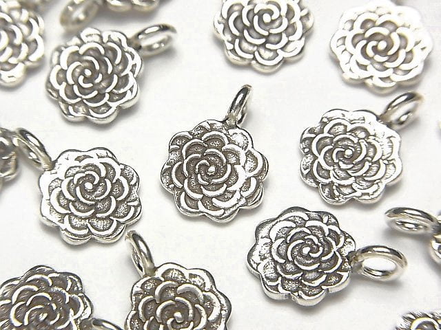 Karen Silver Flower Motif Charm [12x8][13x10] 2pcs