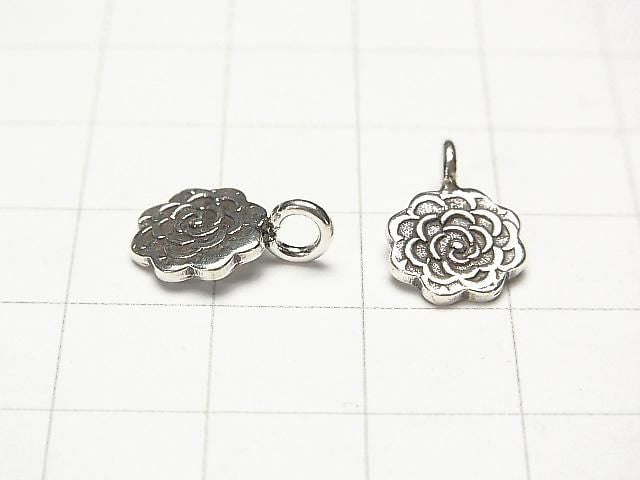 Karen Silver Flower Motif Charm [12x8] [13x10] 2pcs