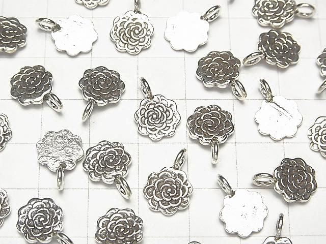 Karen Silver Flower Motif Charm [12x8] [13x10] 2pcs