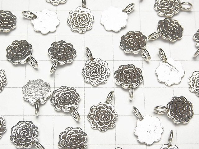 Karen Silver Flower Motif Charm [12x8][13x10] 2pcs