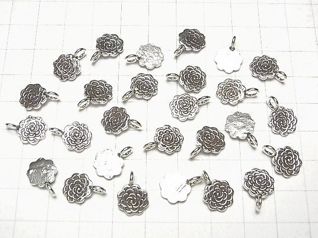 Karen Silver Flower Motif Charm [12x8][13x10] 2pcs