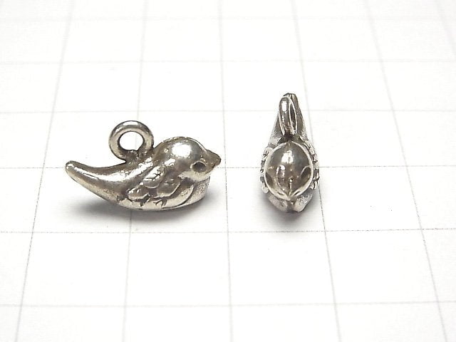 Karen Silver Bird Charm 16x9mm 1pc