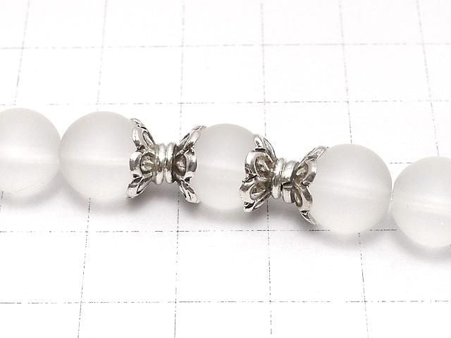 Karen Silver Bead Caps, Flower Design, 9x9x4mm, 2pcs