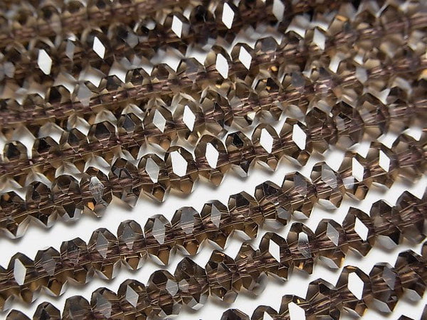 [Video] High Quality!  Smoky Quartz AAA Faceted Button Roundel 6x6x3mm 1/4 or 1strand beads (aprx.15inch/38cm)