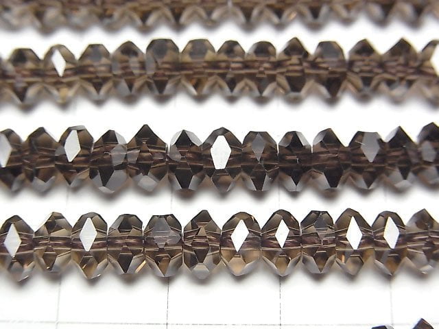 [Video] High Quality!  Smoky Quartz AAA Faceted Button Roundel 6x6x3mm 1/4 or 1strand beads (aprx.15inch/38cm)