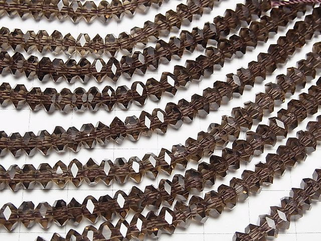 [Video] High Quality!  Smoky Quartz AAA Faceted Button Roundel 6x6x3mm 1/4 or 1strand beads (aprx.15inch/38cm)