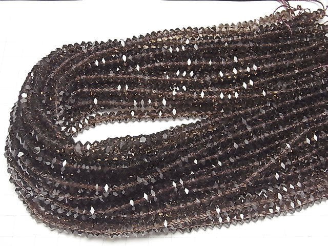 [Video] High Quality!  Smoky Quartz AAA Faceted Button Roundel 6x6x3mm 1/4 or 1strand beads (aprx.15inch/38cm)