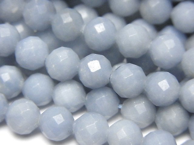 Angelite, Faceted Round Gemstone Beads