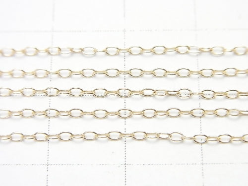 [K10 Yellow Gold] Azuki (Azuki Bean) Oval Chain No.1 [40cm][45cm] Necklace 1pc