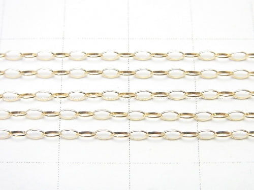[K10 Yellow Gold] Azuki (Azuki Bean) Oval Chain No. 2 [40cm][45cm] Necklace 1pc