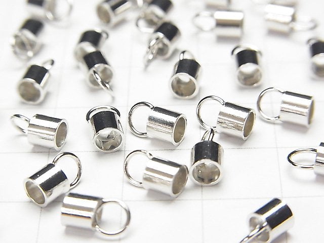 Silver925  End Cap [0.8mm][1.2mm][1.7mm][2mm][2.5mm][3mm][4mm] Rhodium Plated  2pcs