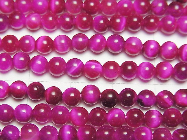 [Video] Pink color Tiger's Eye AA++ Round 4mm 1strand beads (aprx.15inch/37cm)