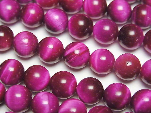 [Video] Pink color Tiger's Eye AA++ Round 8mm half or 1strand beads (aprx.15inch/37cm)