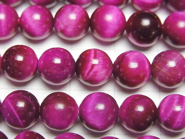 [Video] Pink color Tiger's Eye AA++ Round 8mm half or 1strand beads (aprx.15inch/37cm)