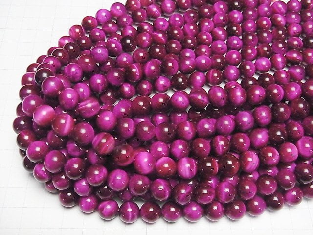 [Video] Pink color Tiger's Eye AA++ Round 10mm half or 1strand beads (aprx.15inch/36cm)