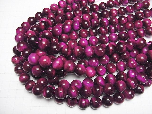 [Video] Pink color Tiger's Eye AA++ Round 14mm 1/4 or 1strand beads (aprx.15inch/36cm)