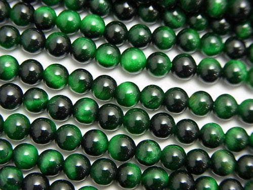 Green color Tiger's Eye AAA Round 4mm 1strand beads (aprx.15inch/36cm)