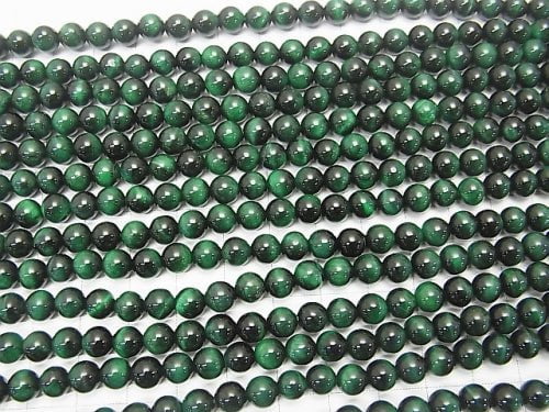 Green color Tiger's Eye AAA Round 6mm 1strand beads (aprx.15inch/38cm)