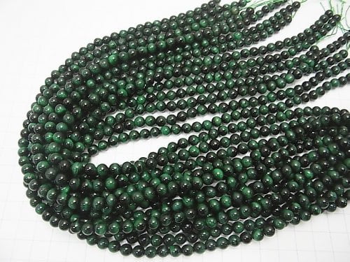 Green color Tiger's Eye AAA Round 6mm 1strand beads (aprx.15inch/38cm)