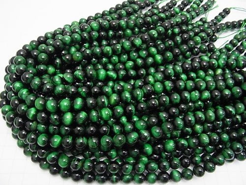 Green color Tiger's Eye AAA Round 8mm half or 1strand beads (aprx.15inch/38cm)