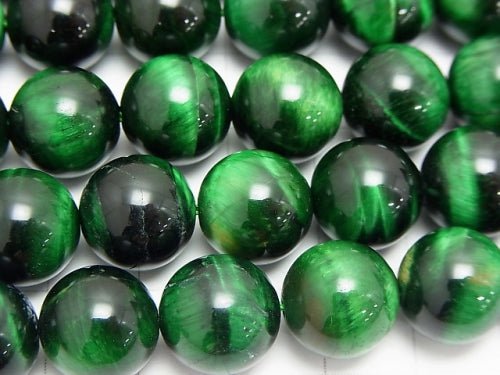 Green color Tiger's Eye AAA- Round 12mm half or 1strand beads (aprx.15inch/36cm)