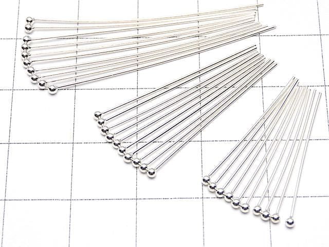 Silver925  Ball Head Pin  No coating  [0.5x25mm][0.5x30mm][0.5x35mm][0.5x40mm] 5pcs