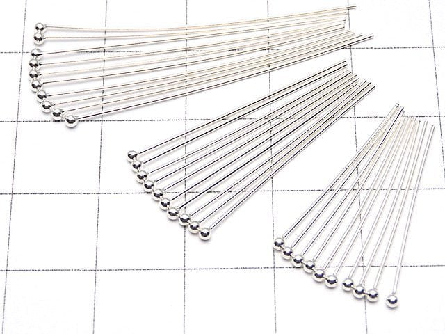 Silver925  Ball Head Pin  No coating  [0.5x25mm][0.5x30mm][0.5x35mm][0.5x40mm] 10pcs