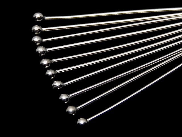 Silver925  Ball Head Pin  Rhodium Plated  [0.5x25mm][0.5x30mm][0.5x35mm][0.5x40mm] 10pcs -