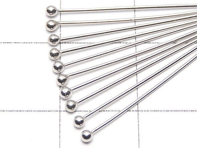 Silver925  Ball Head Pin  Rhodium Plated  [0.5x25mm][0.5x30mm][0.5x35mm][0.5x40mm] 10pcs -