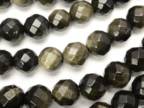 Faceted Round, Obsidian Gemstone Beads