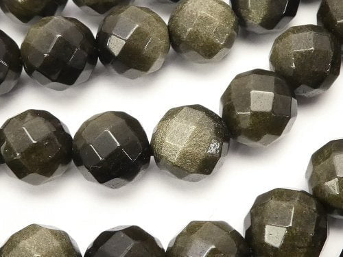 Faceted Round, Obsidian Gemstone Beads