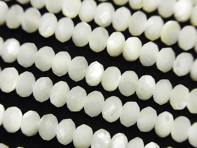 High Quality! Mother of Pearl MOP White Faceted Button Rondelle 6x6x4mm 1strand beads (aprx.15inch/37cm)