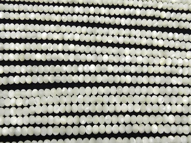 High Quality! Mother of Pearl MOP White Faceted Button Rondelle 6x6x4mm 1strand beads (aprx.15inch/37cm)