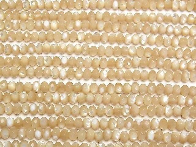 [Video] Mother of Pearl MOP Beige Faceted Button Rondelle 6x6x4mm half or 1-strand beads (approx. 15inch/38cm)