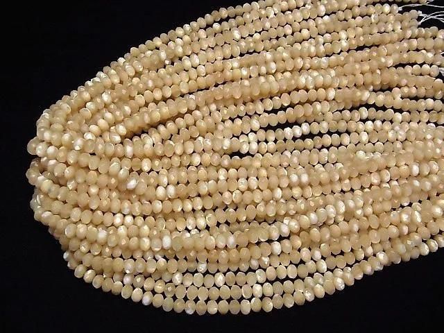 [Video] Mother of Pearl MOP Beige Faceted Button Rondelle 6x6x4mm half or 1-strand beads (approx. 15inch/38cm)