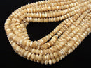 Mother of Pearl MOP Faceted Button Rondelle 8 x 8 x 5 mm beige half or 1 strand beads (aprx.15 inch / 38 cm)