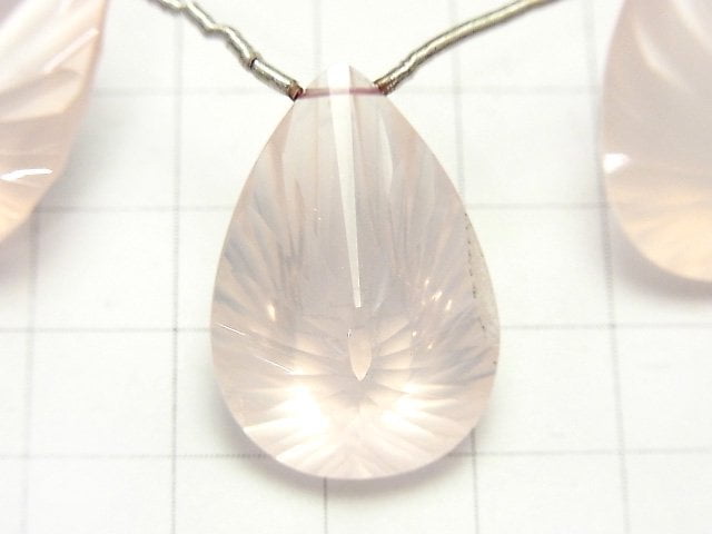 [Video] [One of a kind] High Quality Madagascar Rose Quartz AAA Pear shape Concave Cut 1strand NO.2