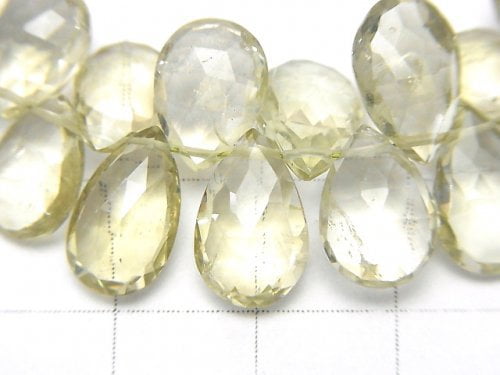 [Video] [One of a kind] High Quality Green Beryl AAA- Pear shape Faceted Briolette 1strand beads (aprx.6inch / 16cm) NO.1